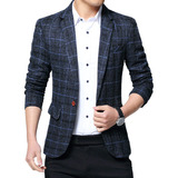 Saco Traje Blazer Estilo Plaid Britanico Slim Fit Moda Premy