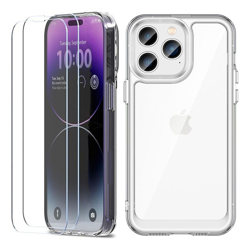 Funda Transparente Con 2 Vidrios Templados Para iPhone