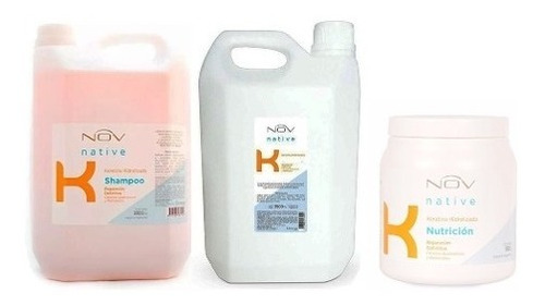 Shampoo + Enjuague + Baño De Crema Keratina Nov Pelo 4lts 