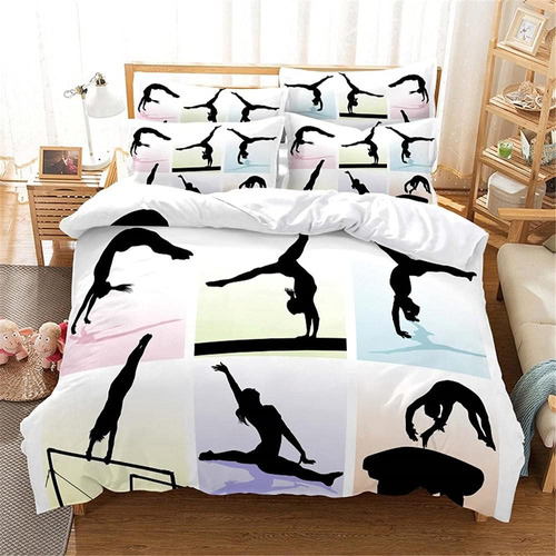 Zzxhg Juego De Ropa De Cama Tamaño Queen Blanco Gimnasia Sua