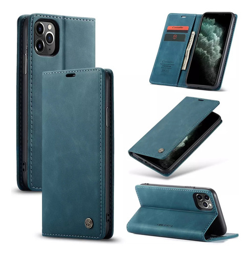 Funda De Piel Para iPhone Plegable Con Tapa Estilo Cartera