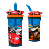 Vaso Infantil Con Figura 3d Hot Wheels Color Azul