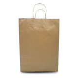 10 Bolsas De Papel Madera Con Manija 40x30x12 Kraft 125gms