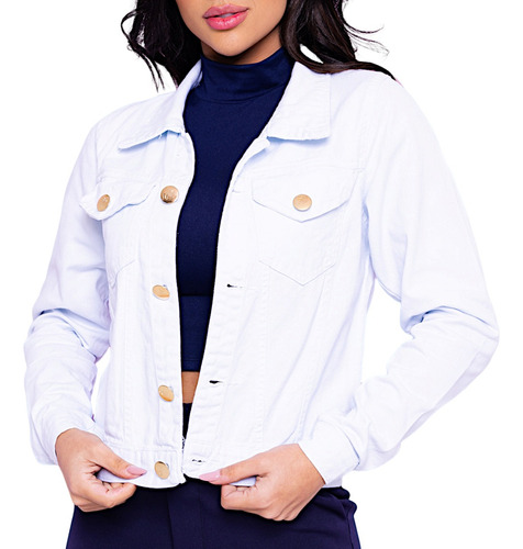 Jaqueta Feminina Branco Off Colorida | Jeans | Brim | Denim