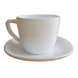 Set X 6 Taza Cuadrada Con Plato Opalina Blanca 220cm3