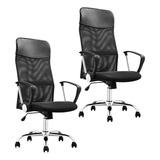 Combo De 2 Sillon Silla Ejecutiva De Oficina Respaldo Alto Color Negro