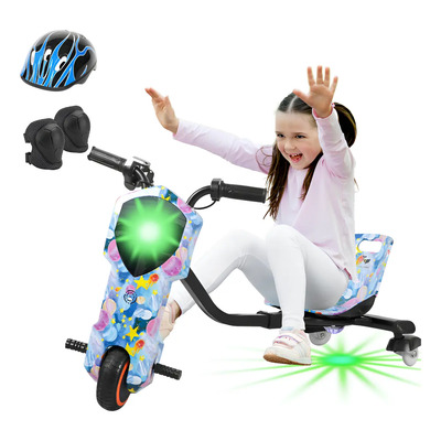 HONEYWHALE Triciclo Eléctrico Para Niños Montable Bluetooth Giro De 360 Con Luz Led Y Musica Honey Whale Mz-008 Rosa y Azul | Meses sin interés