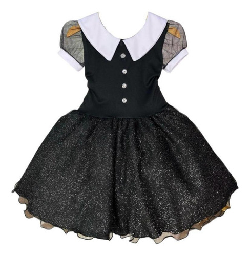 Vestido Wandinha Addams Fantasia Infantil Luxo Frete Gratis