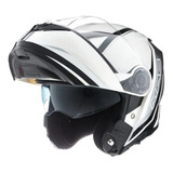 Casco Moto Rebatible Mac 908 Rock Stroke Blanco Gris Negro 