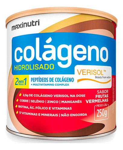 Colágeno Hidrolisado Verisol Maxinutri 250g Frutas Vermelhas