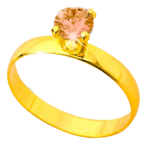 Anel Solitario 2mm Noivado Ouro 18k Pedra Rose Casal Amor  