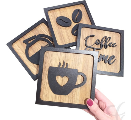 Decoração Cantinho Do Café Cozinha Kit Quadros 3d Premium