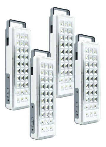 Pack X4 Luz Emergencia Led 30 Leds Luces Recargables 220v