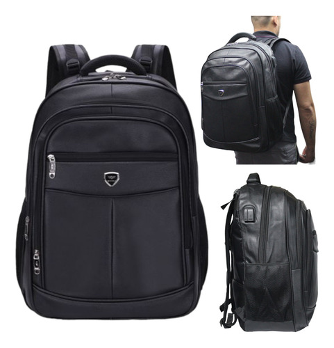 Mochila Grande D Viagem 60l Notebook Couro Impermeável Sport