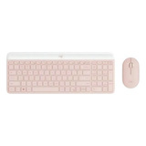 Combo Teclado Logitech + Mouse Mk470 Rosa Claro