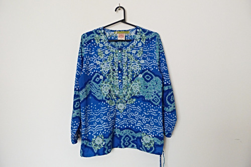 Blusa Rapsodia Azul Bordada, Talle M