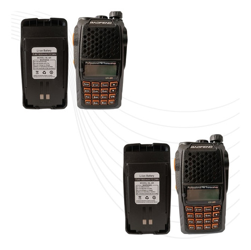 Kit 2 Radio Comunicador Uv6r +bateria Reposiçao Profissional