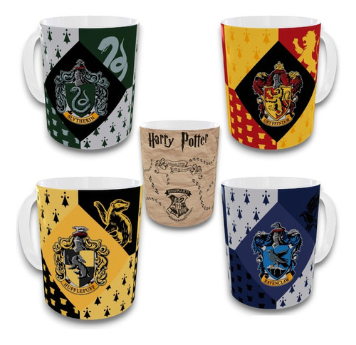Harry Potter Set De 5 Tazas (hogwarts Y Mapa Del Merodeador)