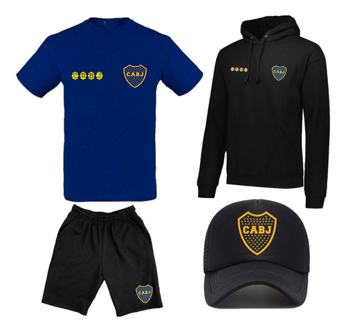 Combo Boca Juniors Futbol - Buzo - Remera - Bermuda - Gorra