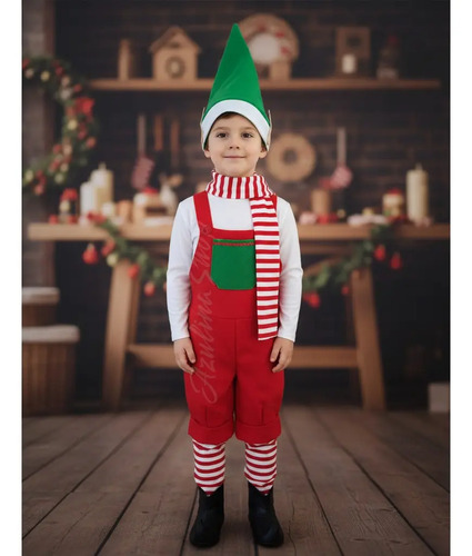 Vestido Elfo Para Niños Disfraz Cosplay De Navidad Para Niño Con Accesorios Duende Elfa Ayudante De Santa | Meses sin interés