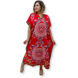 Vestido Kaftan Indiano Longo Estampado Plus Size 233