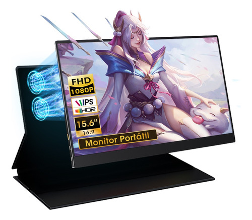 Monitor Portátil 15.6'' Ips 1080p Hdmi Gamer Pc Mac Negro
