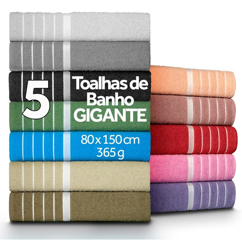 5 Toalhas Banhão - Gigante - 80x1,50 - 360g/m Soft Max - Top