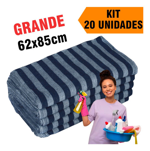 Kit Atacado 20 Pano De Chão Grande Para Limpeza Pesada 