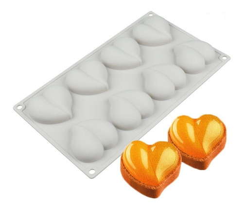 Molde Silicon Corazones Melocoton Jabón Chocolate Velas Pan 