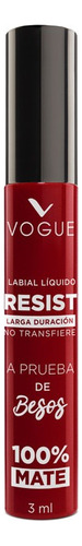 Labial Vogue Cosméticos A Prueba De Besos Resist Color Poderosa Mate