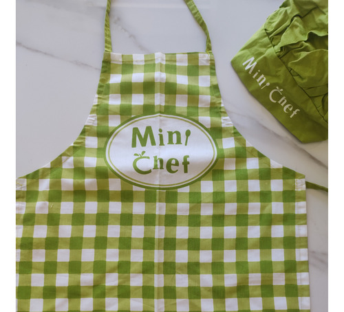 Set Delantal De Cocina Infantil Mini Chef + Gorro
