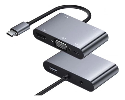 Adaptador Usb Tipo C 3.0 X Hdmi Vga Audio Usb Type C 5em1