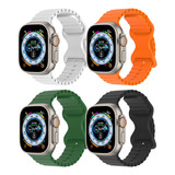  Correas Para Apple Watch Ultra 4pck Silicón 8/7/6/5/4/3/2/1