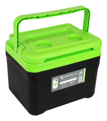 Hielera Hartplas Orizaba Capacidad 13qt, 12 Lit Rectangular Color Negro - Verde