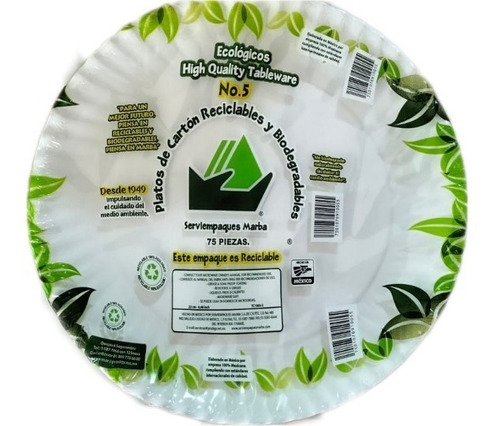 Platos De Cartón Ecológicos Biodegradables 75 Pzas  22cm »