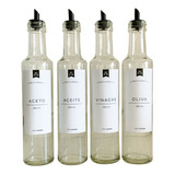 Set4 Botellas Condimento Aceite Vinagre Aceto Oliva Con Pico