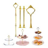 Kit Suporte Haste Metal Bandeja Bailarina Bolo Doces Cupcake