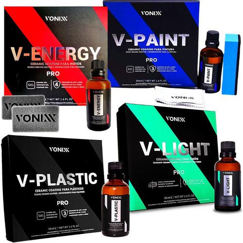 Kit Vonixx Profissional V-paint V-plastic V-energy V-light