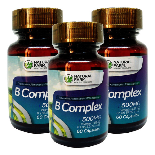 3x B Complex Vitamina Complejo B1 B2 B3 B5 B7 B9 B12 180 Cap