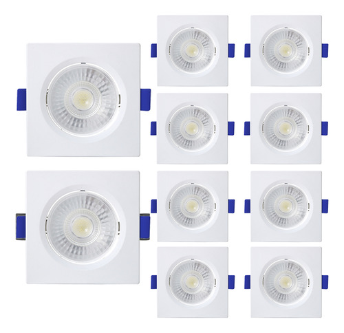 Kit 10 Spots Blumenau Led Embutir 3w Mr11 Quadrado 110v/220v