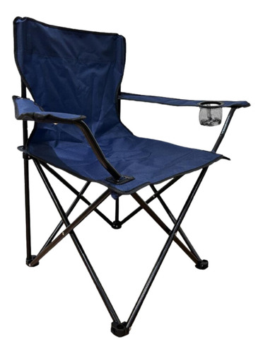 Silla Plegable De Playa Camping Con Bolso De Transporte Y Posavasos Color Azul Oscuro Santu Home & Deco