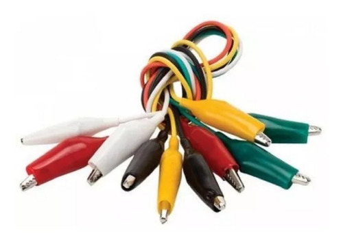 5 Cables Con Caimán Mediano Tipo Tenaza 51 Cmt 5 Colores