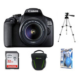 Camara Canon Eos 2000d/t7 24mp+ 18-55+32gb+bolso+kit+tripode
