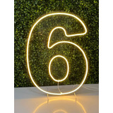 Luminária Neon Led- Número 6 60cm Aniversário Festas