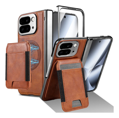 Para Google Pixel 10 Pro Fold Funda Piel Iman Tarjeta Bisagra