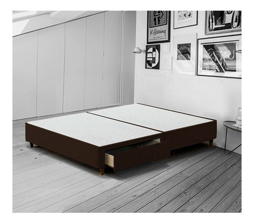 Muebles Base Aiden  King Size Suede Chocolate Box Mueble