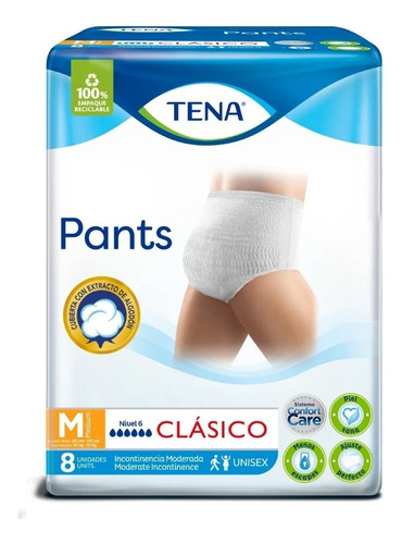 Tena® Pants Clásico Coort Care M X 8 Mejorado! Maf Talle Mediano
