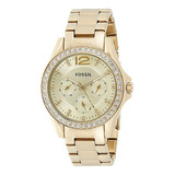 Fossil Riley Reloj De Pulsera Para Mujer 38mm Color Dorado