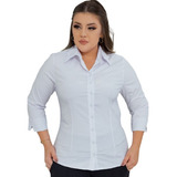 Camisa Evangélica Social 3/4 Feminina Plus Size + Brinde