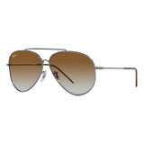 Lentes De Sol Aviator Reverse Gunmetal M Ray-ban Color Gris - M